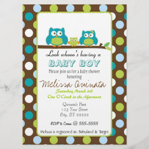 Invitations de GARÇON de baby shower de hibou