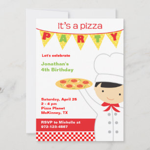 Invitations de garçons de la fête de Pizza