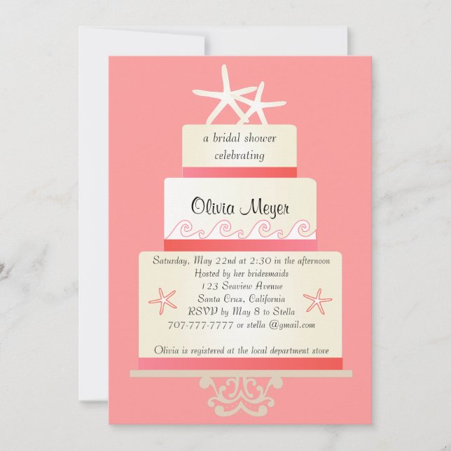 Invitations de gâteaux Mariages de poisson-étoiles (Devant)