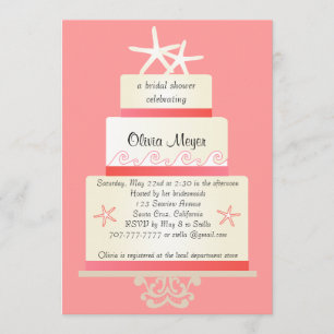 Invitations de gâteaux Mariages de poisson-étoiles