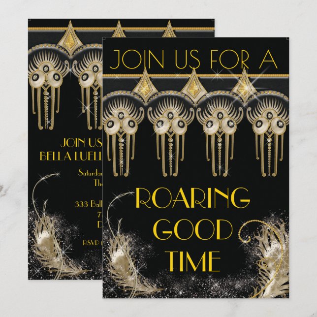Invitations de Gatsby Bling Party (Devant / Derrière)