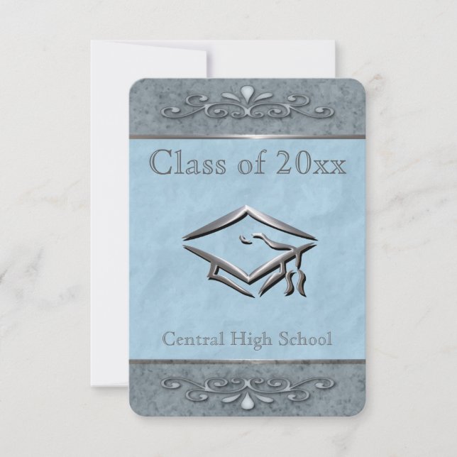 Invitations de graduation bleue personnalisables (Devant)