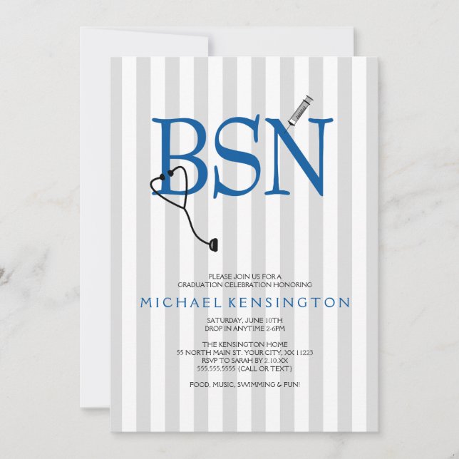 invitations de graduation de la RN BSN / STRIPES G (Devant)