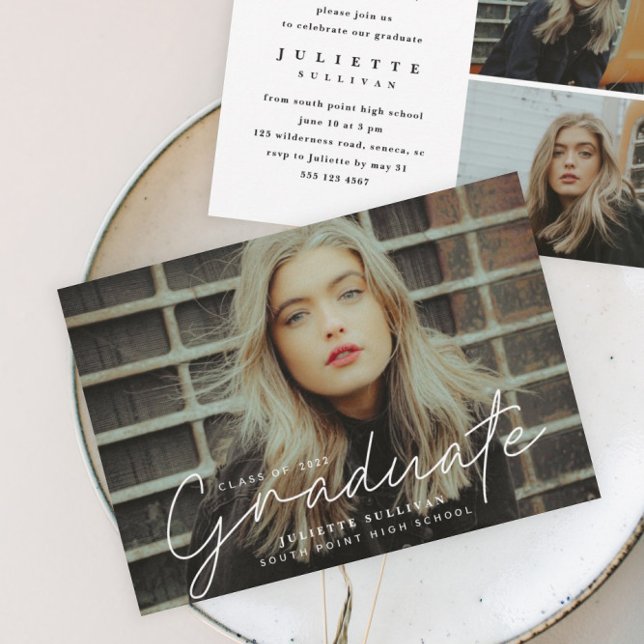 Invitations de graduation de photos de script simp (Créateur téléchargé)