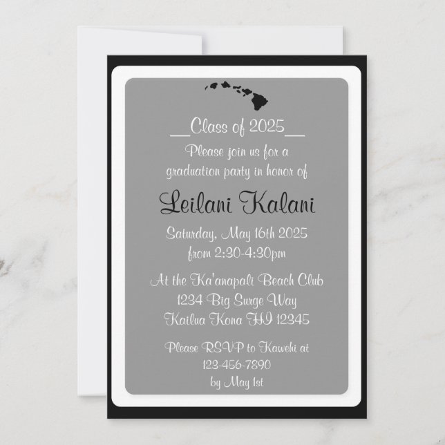 Invitations de graduation des îles noires Hawaii C (Devant)