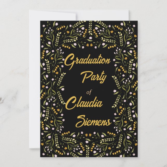 Invitations de graduation florale élégante rétro (Devant)