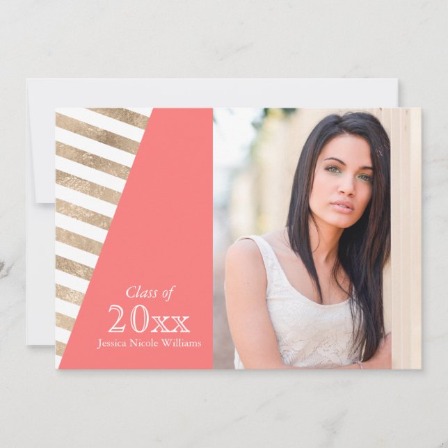 Invitations de graduation Gold Foil Color Block (Devant)