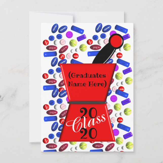 Invitations de graduation Pharm-D amusantes (Devant)