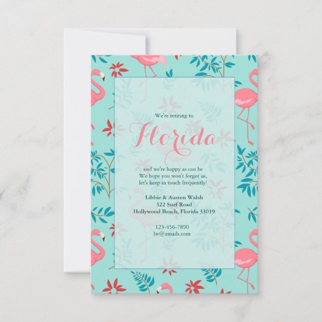 Invitations de grands Flamants roses (Devant)