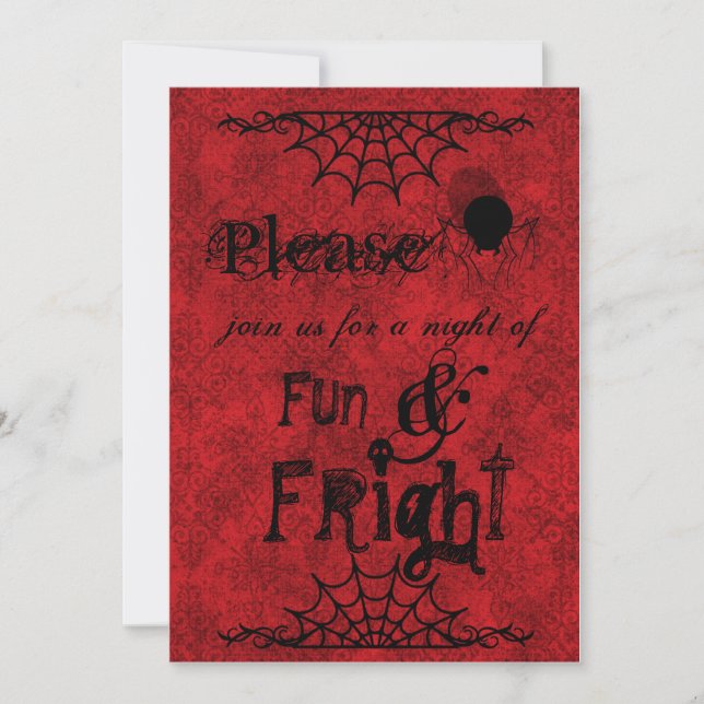 Invitations de Halloween dans le cramoisi (Devant)