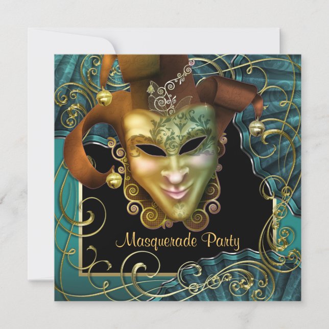 Invitations de Jade Black Gold Masquerade Party (Devant)