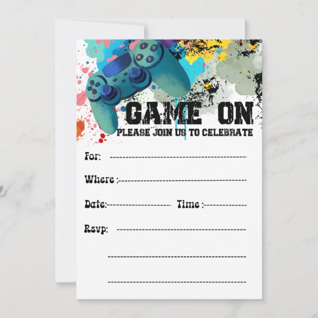 Invitations De Jeu Vidéo Pour La Fête D'Anniversai (Devant)