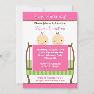 Invitations de jumeaux en cravate rose