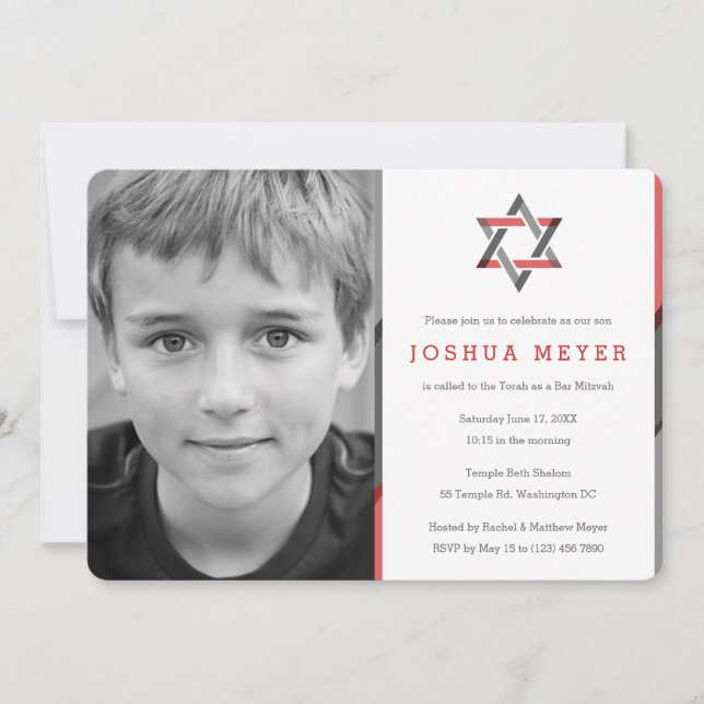 Invitations de la barre de photos moderne Mitzvah  (Devant)