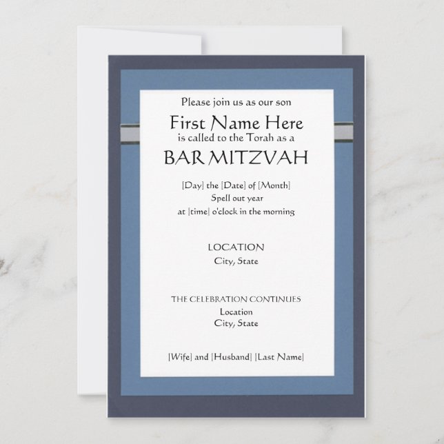 Invitations de la barre personnalisée Mitzvah (Devant)