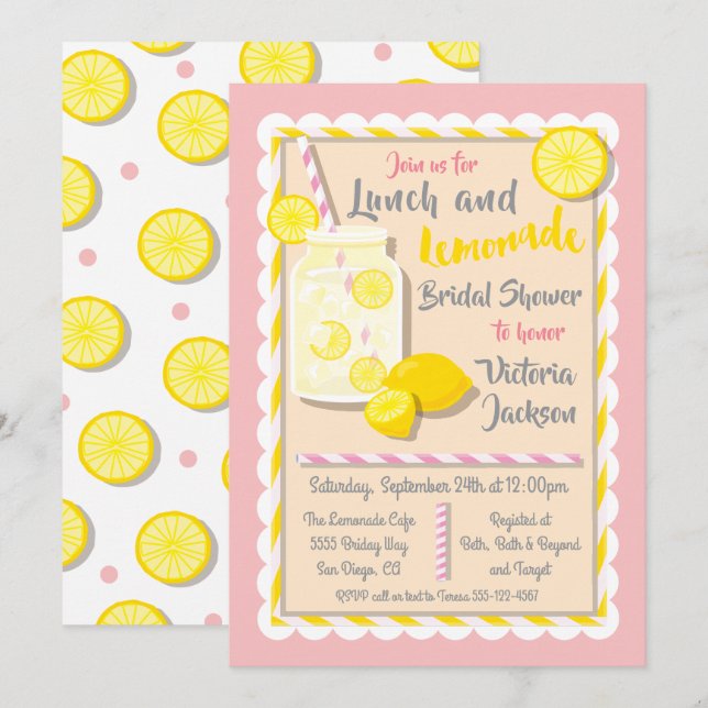 Invitations de la douche nuptiale à midi et à la l (Devant / Derrière)