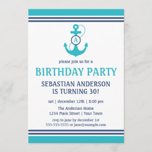 Invitations de la fête d'anniversaire bleu clair