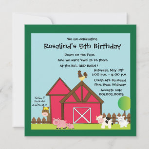 invitations de la fête d'anniversaire de Barnyard 