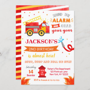 Invitations de la fête d'anniversaire de Firetruck