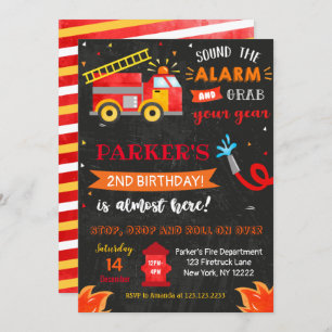 Invitations de la fête d'anniversaire de Firetruck