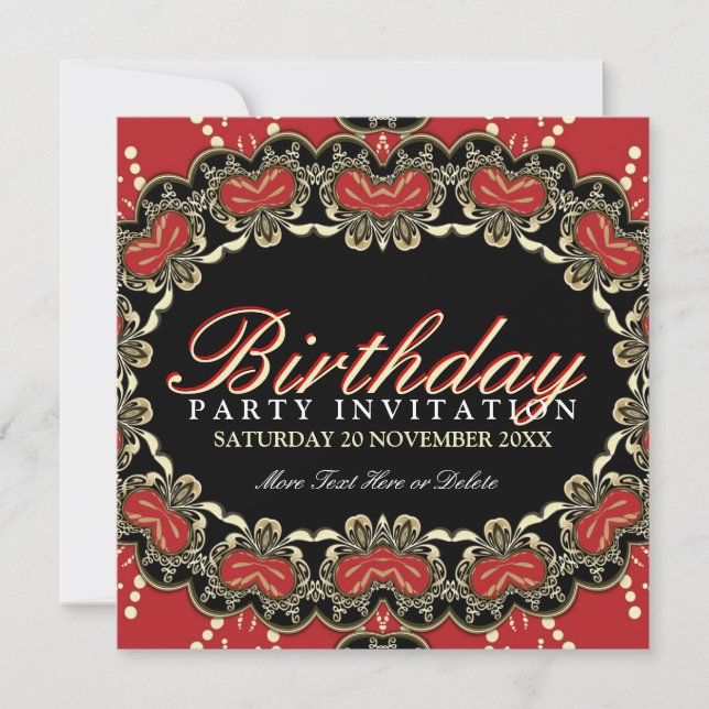 Invitations de la fête d'anniversaire de la dentel (Devant)
