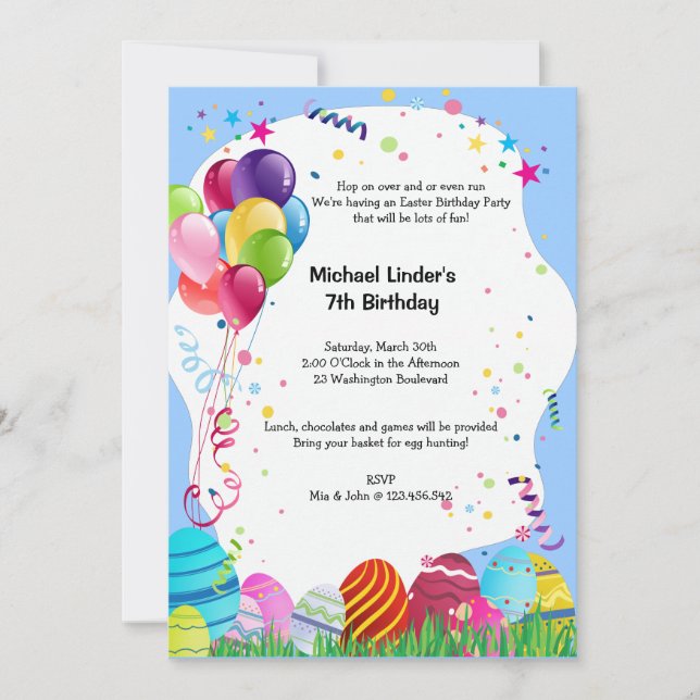 Invitations de la fête d'anniversaire du dimanche  (Devant)