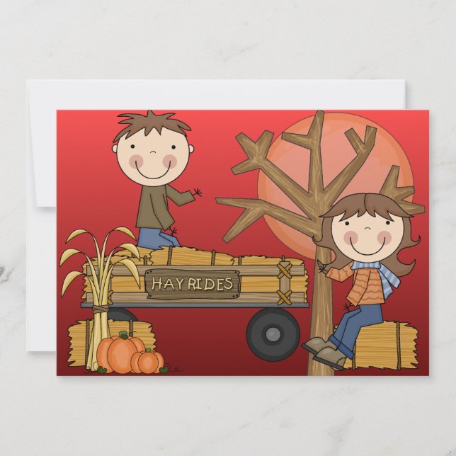 Invitations de la fête d'automne de Hay Ride (garç (Devant)