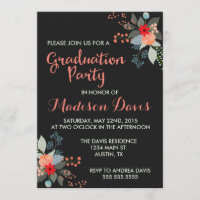 Invitations de la fête de graduation florale moder