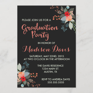 Invitations de la fête de graduation florale moder