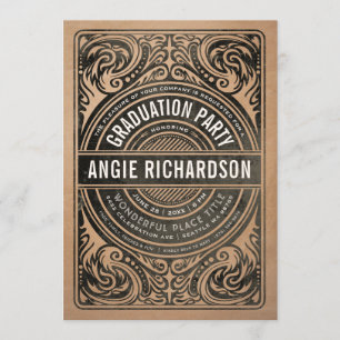 Invitations de la fête de graduation Rustic Kraft