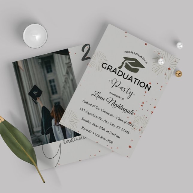 Invitations de la fête de graduation simple et mod (Créateur téléchargé)