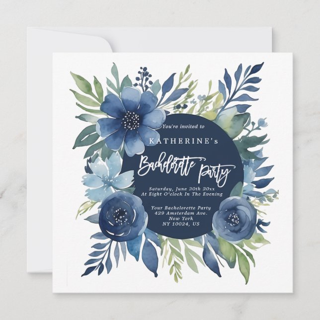 Invitations de la fête de la Bachelorette Bleue de (Devant)