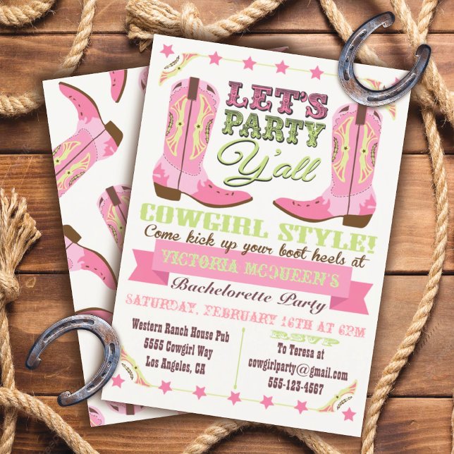 Invitations de la fête de la bachelorette occident (Créateur téléchargé)