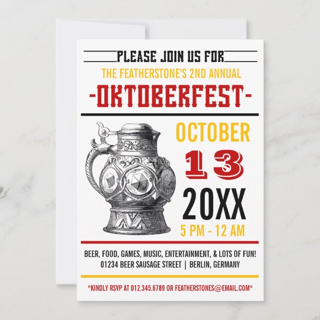 Invitations de la fête de la bière Oktoberfest (Devant)
