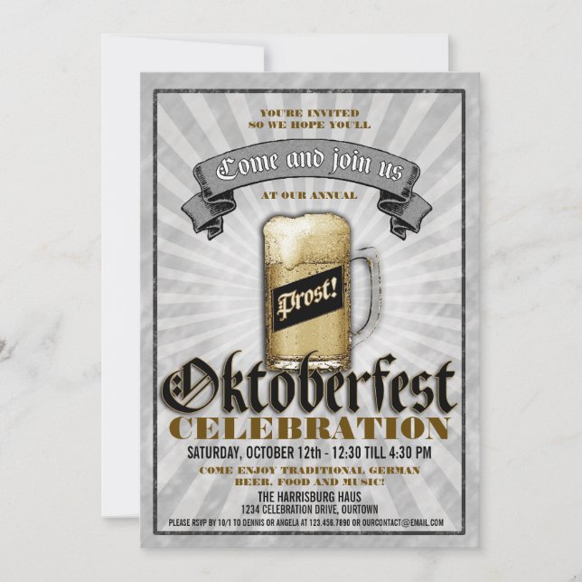 Invitations de la fête de la bière Oktoberfest (Devant)