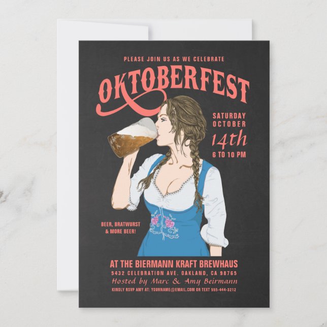 Invitations de la fête de la bière Oktoberfest Gir (Devant)