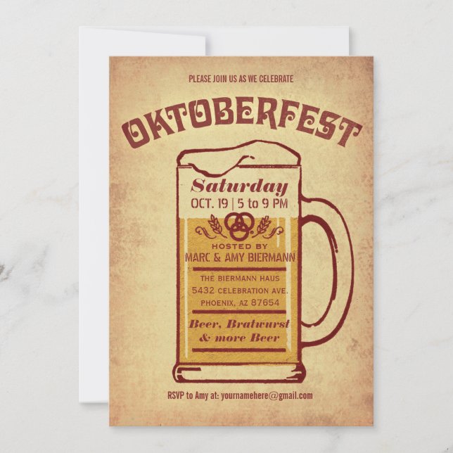 Invitations de la fête de la bière - Rustic v.1 (Devant)