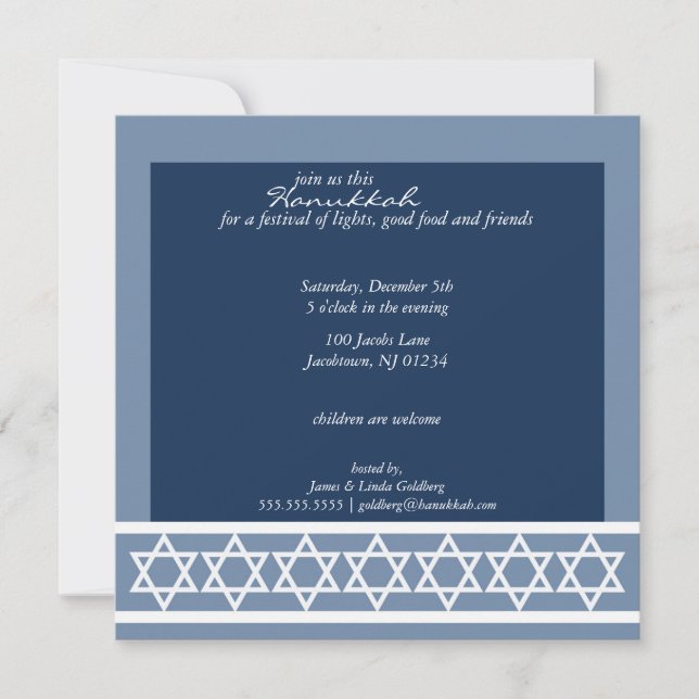 Invitations de la fête de la fête d'Hanoukka (Devant)