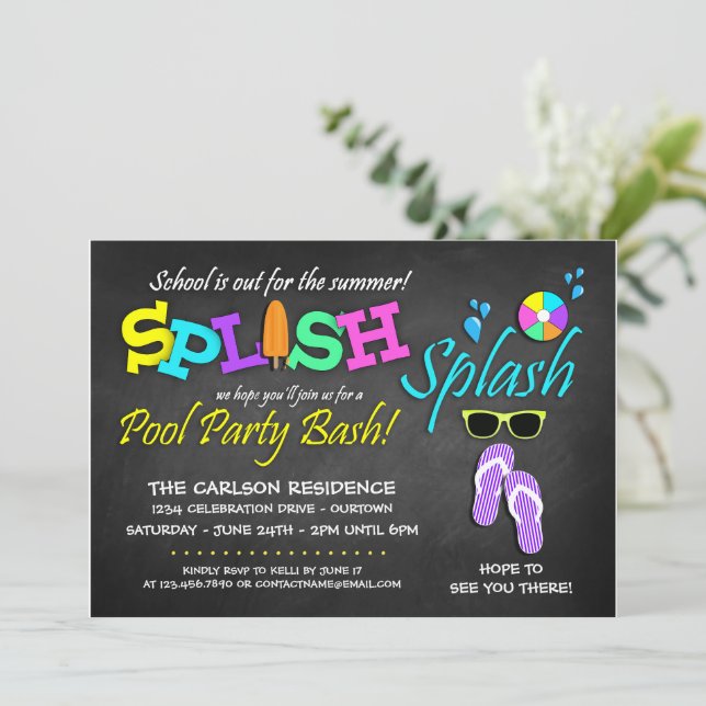 Invitations de la fête de la piscine de l'école (Debout devant)