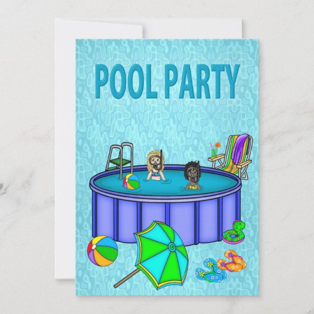 Invitations de la fête de la piscine pour enfants (Devant)