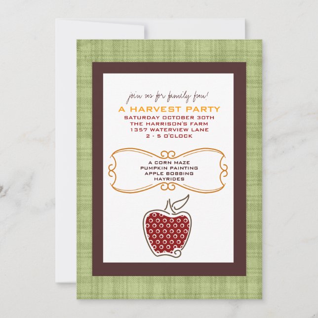 Invitations de la fête de la récolte d'automne (Devant)