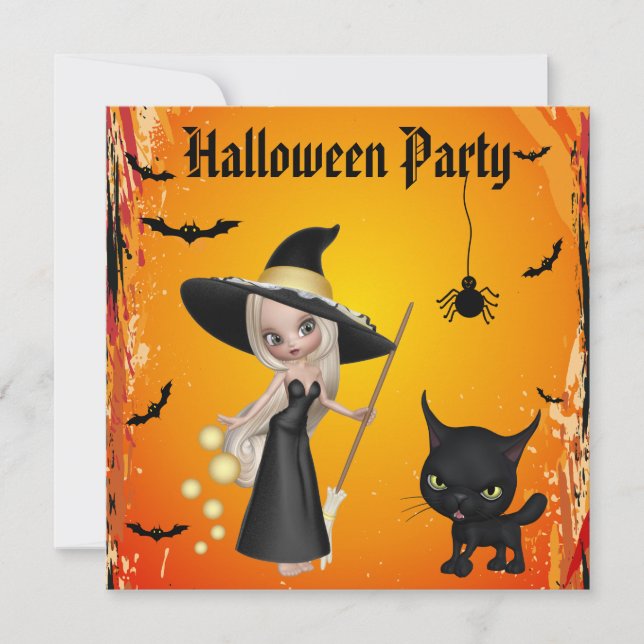 Invitations de la fête de la sorcière, du chat et  (Devant)