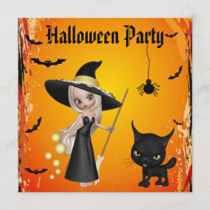 Invitations de la fête de la sorcière, du chat et 