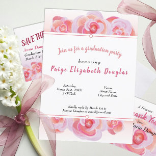 Invitations de la fête de Peach et Rose Rose Rose