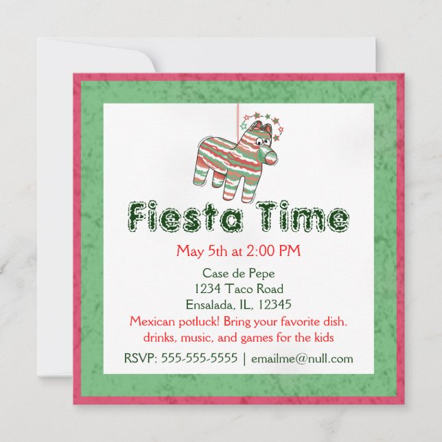 Invitations de la fête de Pinata Fiesta (Devant)