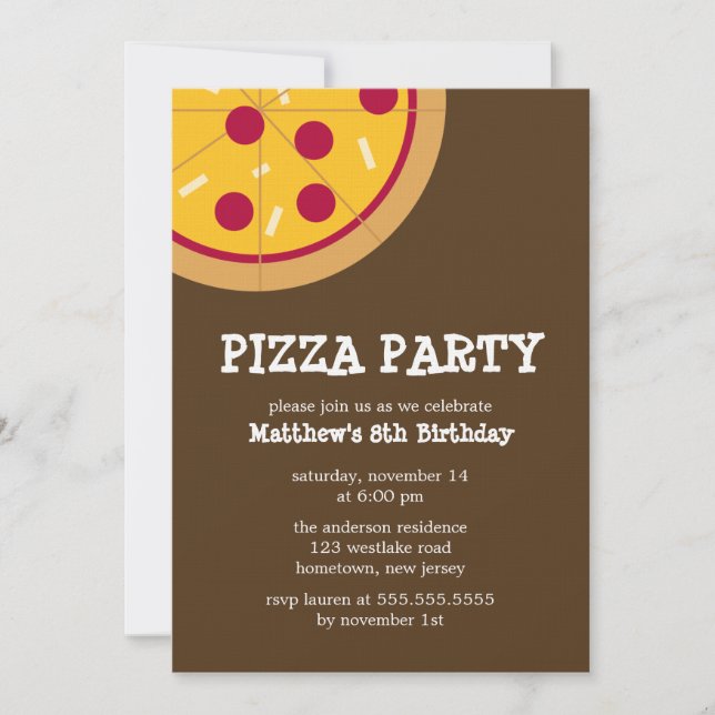 Invitations de la fête de Pizza (Devant)