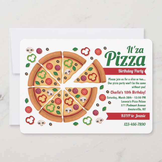 Invitations de la fête de Pizza (Devant)