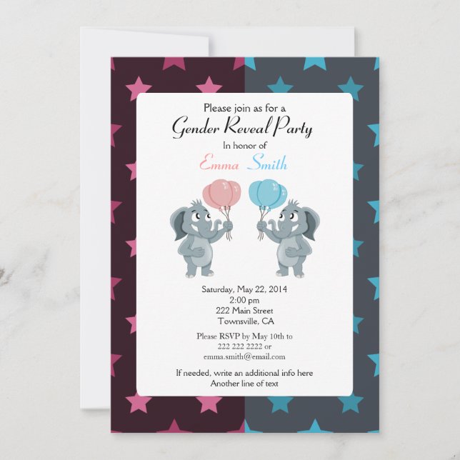 Invitations de la fête de révélation de genre (Devant)