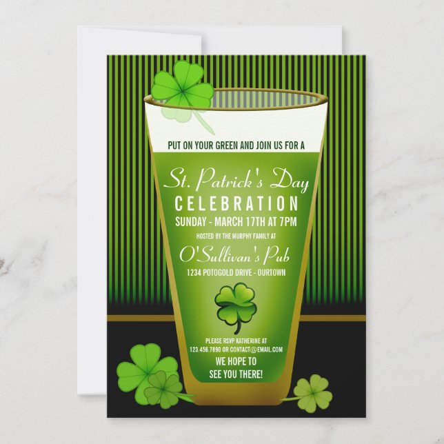 Invitations de la fête de St. Patricks (Devant)