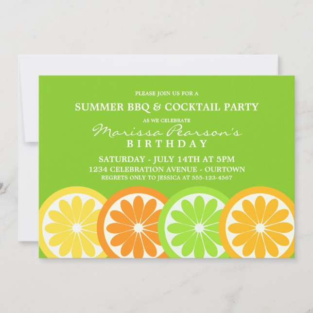 Invitations de la fête des agrumes d'été (Devant)